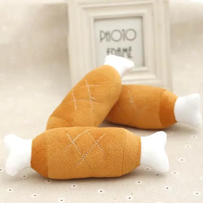 Jouets amusants pour chiens de compagnie, pantoufles en peluche, morsure de jambe de poulet, forme d