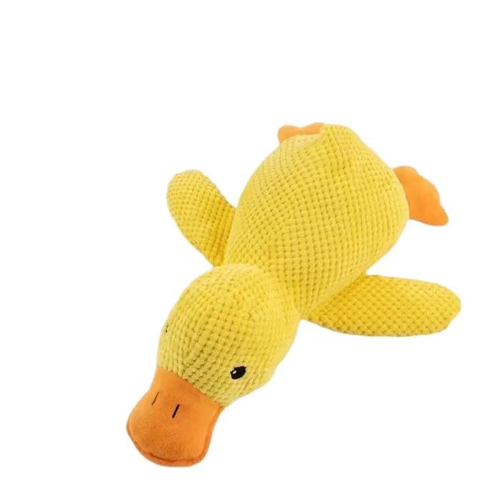 Peluche Canard Jaune pour Chien, Jouet Couineur Résistant aux Morsures, Compagnon pour Animaux de Co