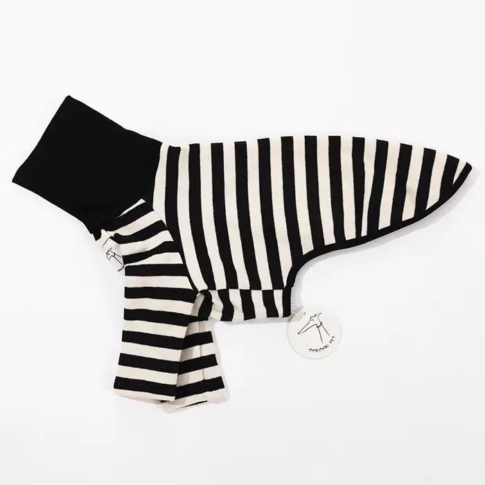 Vêtements pour animaux de compagnie à rayures noires et blanches, nouveaux vêtements de printemps et