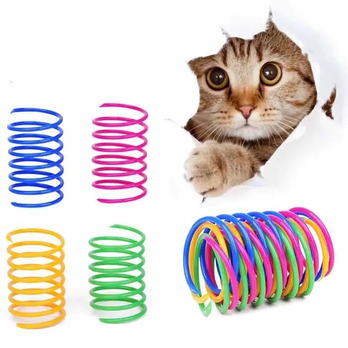 Jouet de printemps amusant pour chat, bobine colorée, ressorts en spirale, chasse d'interaction, jou