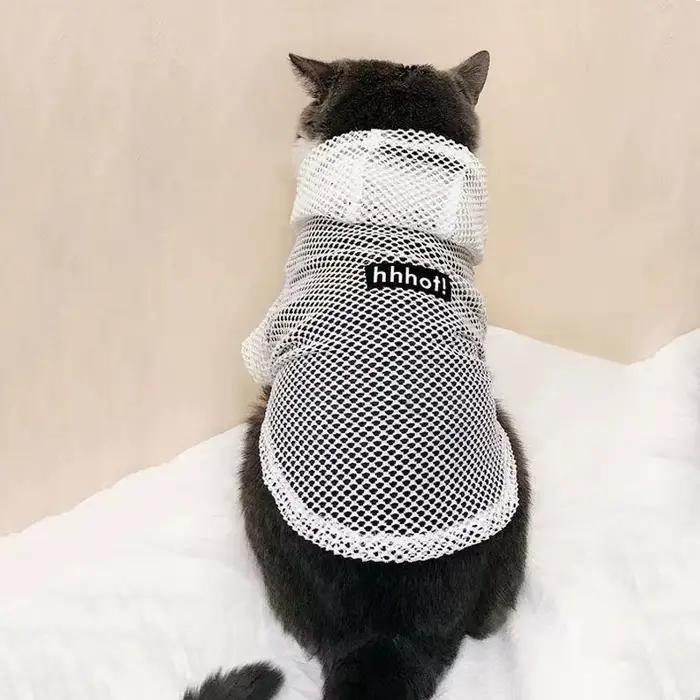 Sweat à capuche en maille pour chien, pull léger pour animaux de compagnie, vêtements pour petits et