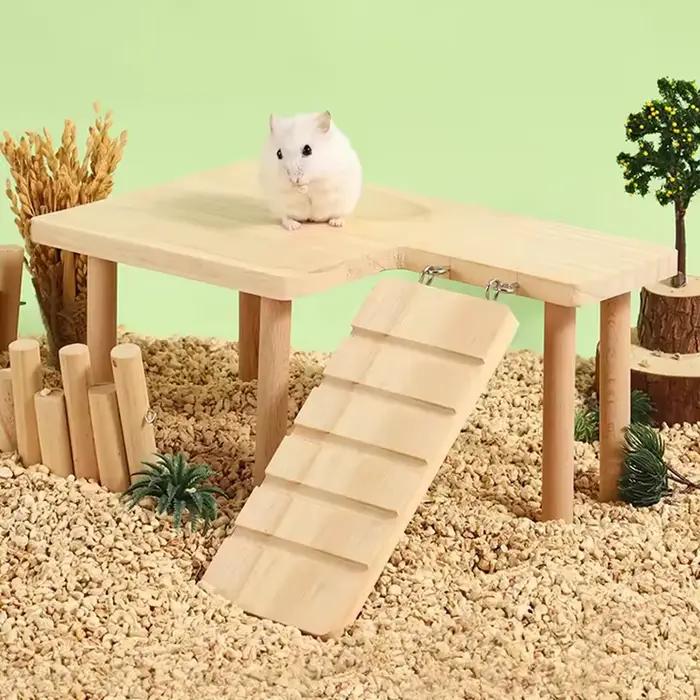 Plate-forme échelle en bois pour Hamster, planche à sauter, aire de jeux, jouet d'escalade pour peti
