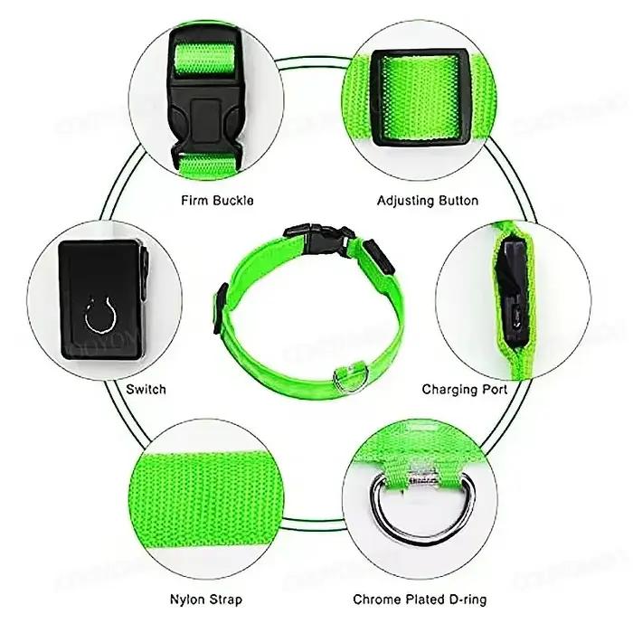 Colliers de Charge lumineux pour chiens, 3 Modes, Led Usb, pour chat, détachable, lueur nocturne, pr