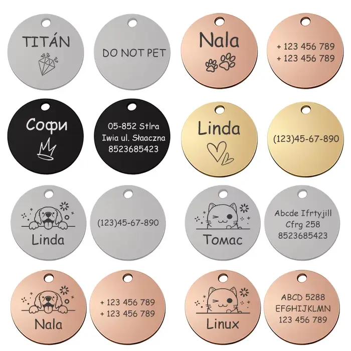 Collier personnalisé avec nom de chien et chat, accessoires circulaires personnalisés, étiquette d'i