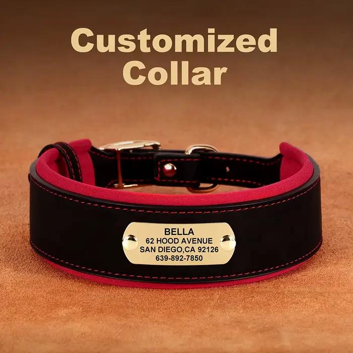 Large collier de chien personnalisé en cuir PU colliers d'étiquette de chiens personnalisés collier