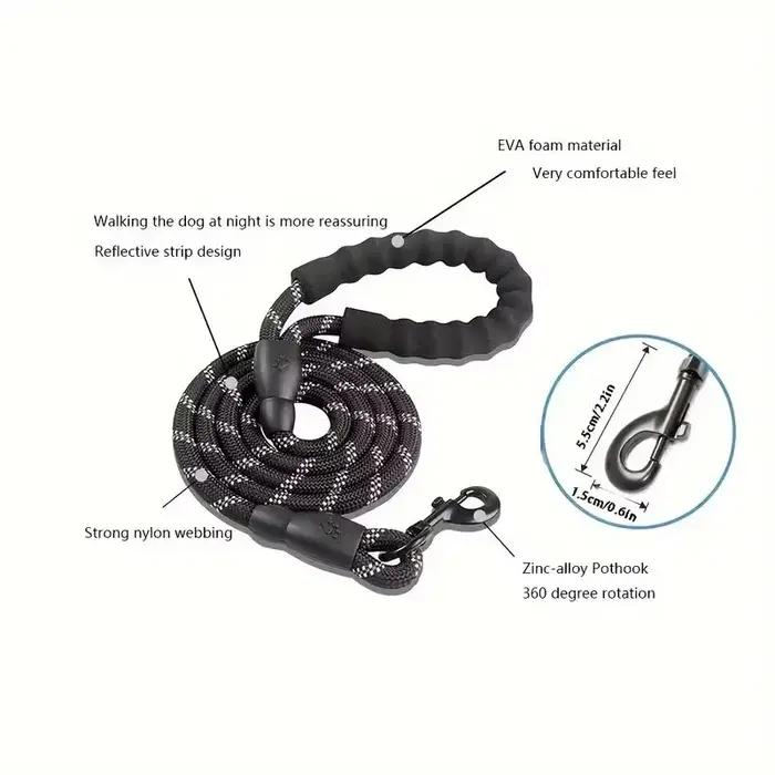 Laisse pour chien Casting avec poignée rembourrée confortable, ULde traction à double vitesse pour l