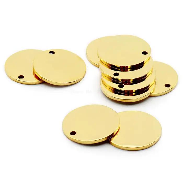 Étiquette d'identification en acier inoxydable, 20 pièces, collier miroir rond pour animaux de compa