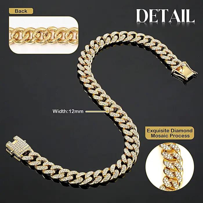 Collier de luxe en chaîne dorée pour chien, collier pour chiot, accessoires de bijoux en cristal, li