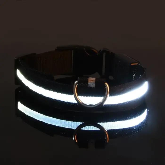 Collier pour chien en Nylon LED sécurité nocturne clignotant lueur dans la nuit laisse pour chien de