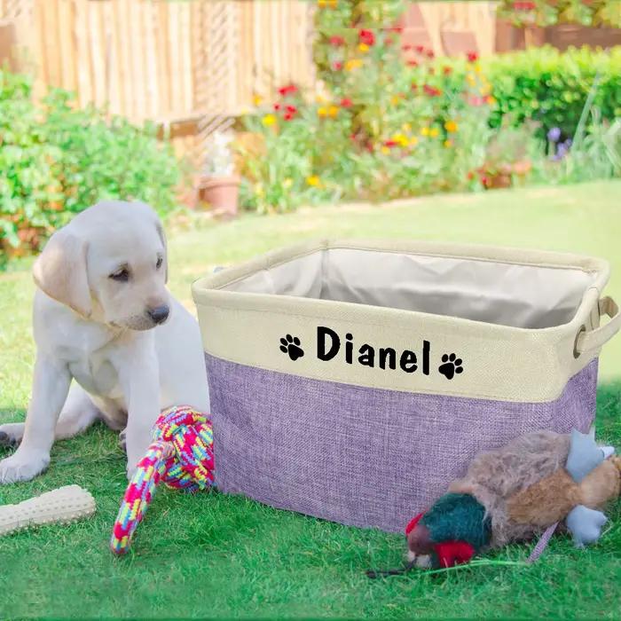 Panier à jouets personnalisé pour chien, boîte de rangement pour animaux de compagnie, impression gr