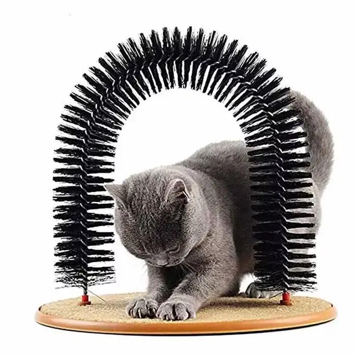 Jouet pour chat arc auto-groome Pamper félin avec un Massage toilettage brosse à friction avec tampo
