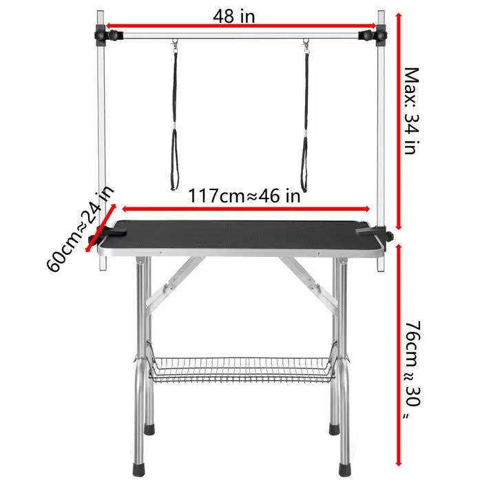 Table de toilettage professionnelle pour animaux de compagnie, 46 pouces, grande, réglable, portable