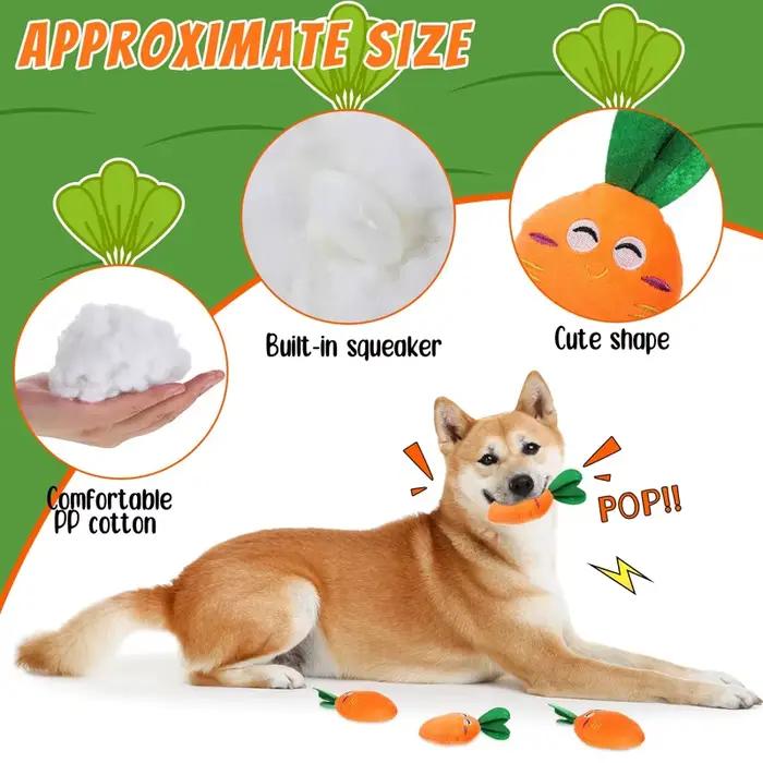 Jouets à mâcher en peluche pour chiens, carotte grinçante, peluche douce, fournitures interactives p