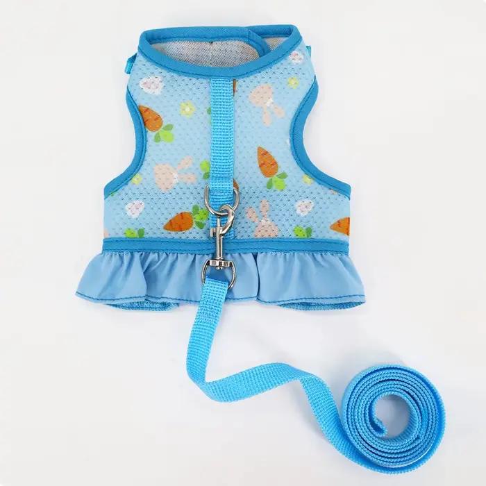 Harnais de lapin avec laisse, jolie boucle réglable, gilet en maille respirante, jupe pour lapin, co