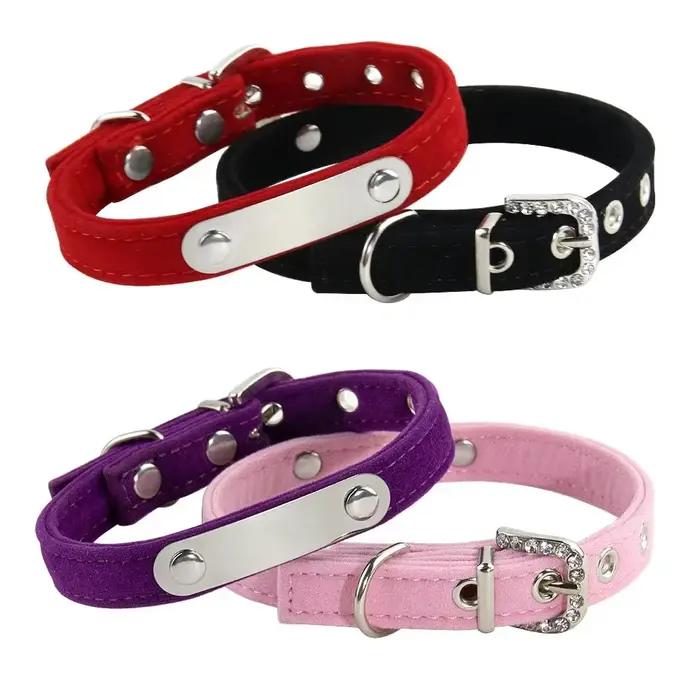 Collier de chat personnalisé en velours doux, collier pour chiot, accessoires pour petits chiens et