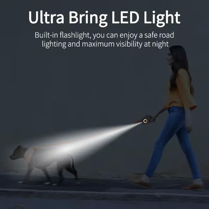 ROJECO 5M automatique rétractable chien laisse LED lumineux leader mode sangles lumineuses pour chie