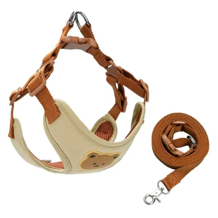 Harnais pour animaux de compagnie, mignon, laisse réglable, sans traction, collier pour chien, Anti-