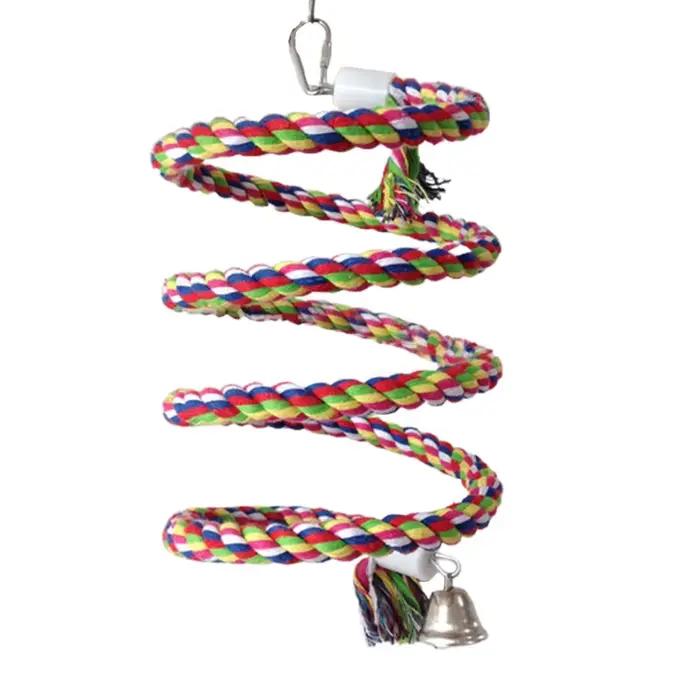Balançoire à oiseaux en corde coton, perchoir pour Cage suspendue, jouet élastique en spirale pour p