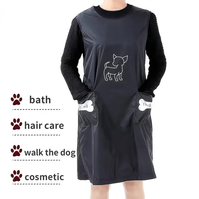 Salopette de toilettage imperméable pour animaux de compagnie, tablier en nylon avec poches, laine a