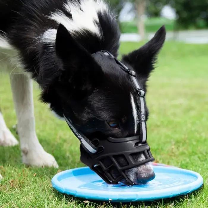 Muselière réglable pour chien, couvre-bouche Anti-morsure avec bande réfléchissante, peut boire de l