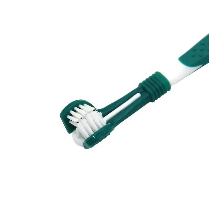 Brosse à dents à trois têtes pour animaux de compagnie, multi-angle, nettoyage, ajout de la mauvaise