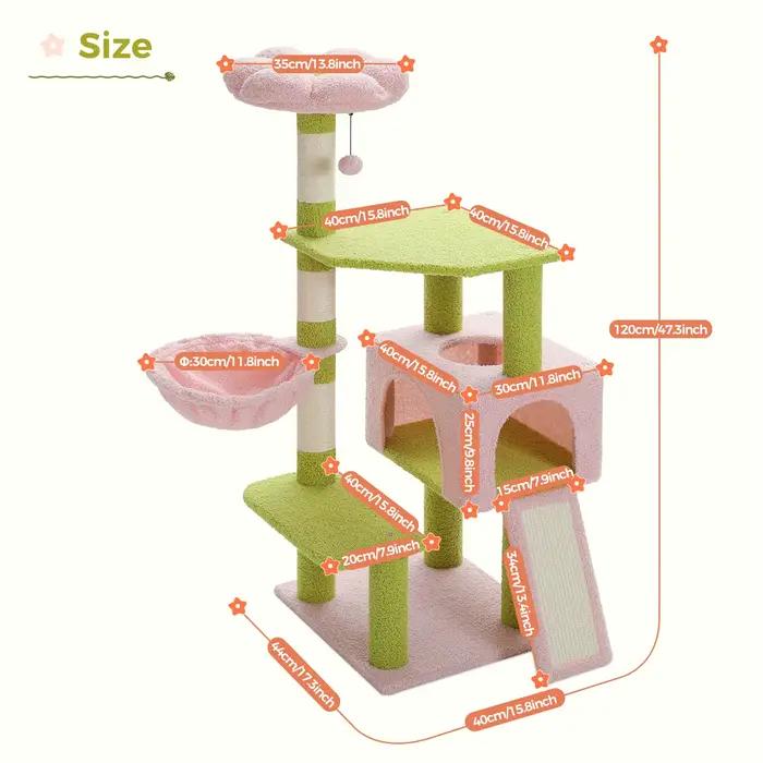 Tour d'arbre à chat à plusieurs niveaux avec poteaux à gratter recouverts de sisal, condo mignon pou