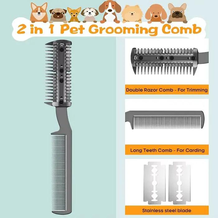 Peigne de rasoir pour chiens et chats avec 1 lame supplémentaire, peigne de rasoir pour animaux de c