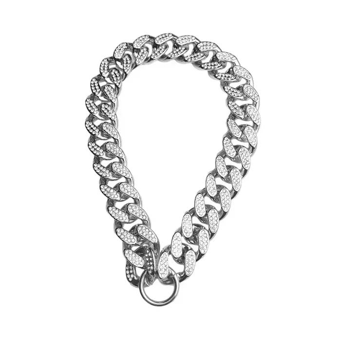 Collier de chien en plastique strass, chaîne dorée de luxe pour bouledogue français, collier d'ornem