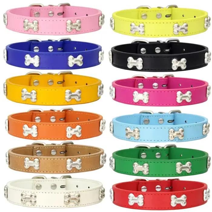 Colliers durables en cuir d'os pour chien, chiot, carlin, pour petit et grand chien, Chihuahua, acce