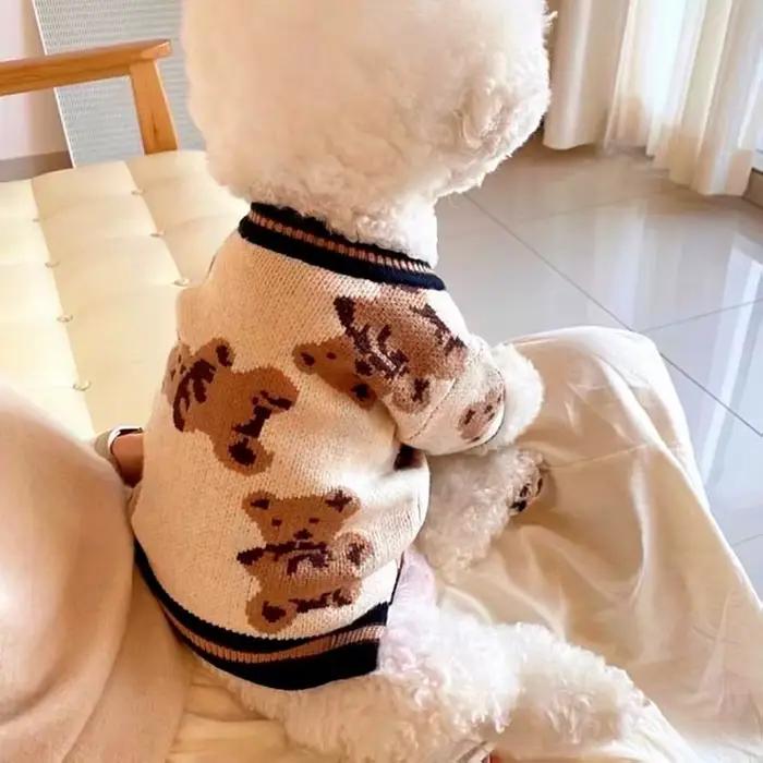 Vêtements de luxe pour chiens Chihuahua, Cardigan rayé pour animaux de compagnie, pull Bichon Frise,