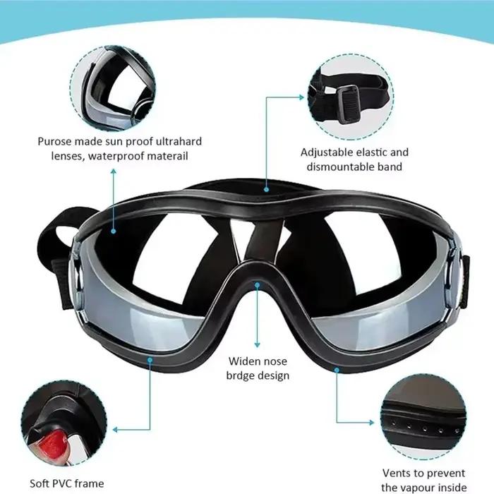 Lunettes de soleil avec sangle réglable pour chiens moyens et grands, lunettes de voyage, lunettes d
