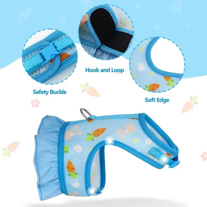 Harnais de lapin avec laisse, jolie boucle réglable, gilet en maille respirante, jupe pour lapin, co