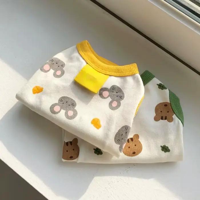 Vêtements pour animaux de compagnie chiot gilet d'été mince poméranien pull ours imprimé T-shirt Ted