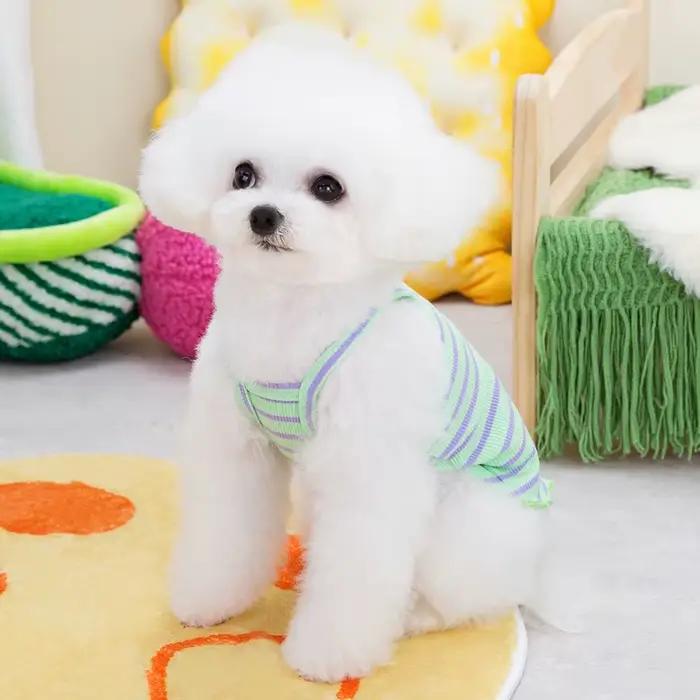 Vêtements d'été pour chiens, gilets à rayures sans manches pour petites chiennees, costumes pour ani