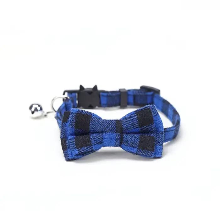 Collier pour chat détachable pour animaux de compagnie, nœud papillon et cloche, mignon Plaid de noë