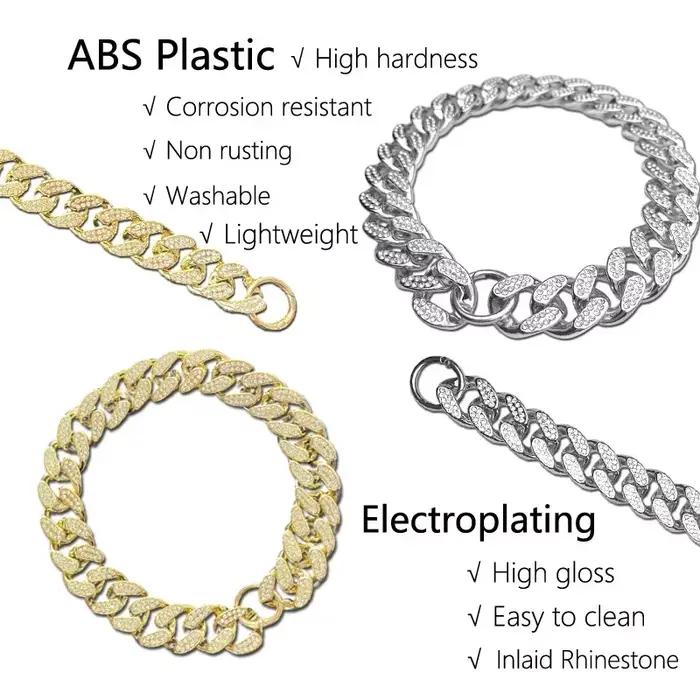 Collier de chien en plastique strass, chaîne dorée de luxe pour bouledogue français, collier d'ornem