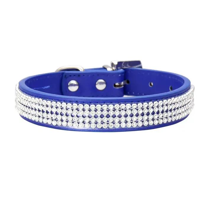 XS S M L XL Collier de chien confortable en fibre de daim et cristal avec strass à paillettes Collie