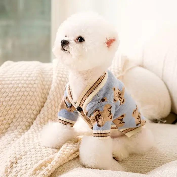 Vêtements de luxe pour chiens Chihuahua, Cardigan rayé pour animaux de compagnie, pull Bichon Frise,