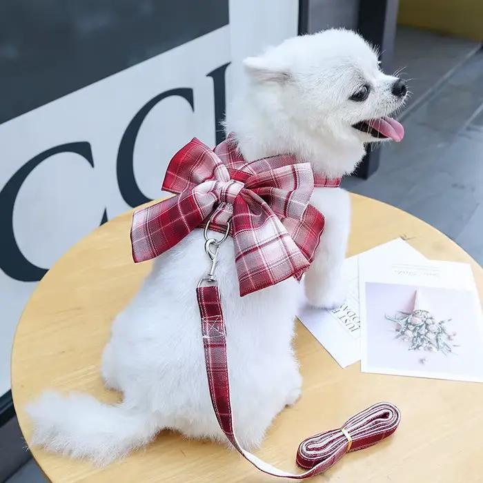 Robe en treillis pour chien, ensemble harnais et laisse, jolis vêtements pour petit chien, Chihuahua