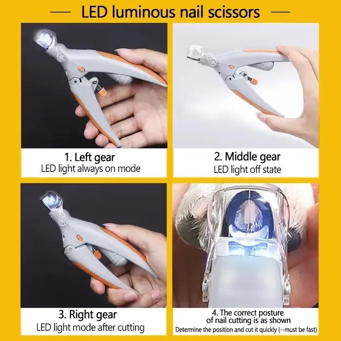 Coupe-ongles pour animaux de compagnie, lumière LED, avec fonction d'amplification, outil spécial po