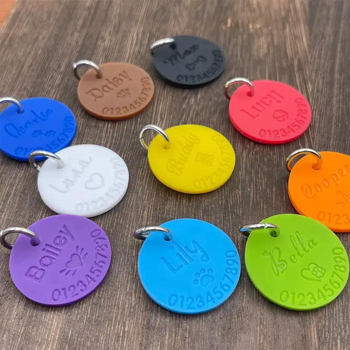 Étiquette d'identification Anti-perte en Silicone pour animaux de compagnie, étiquette de collier de