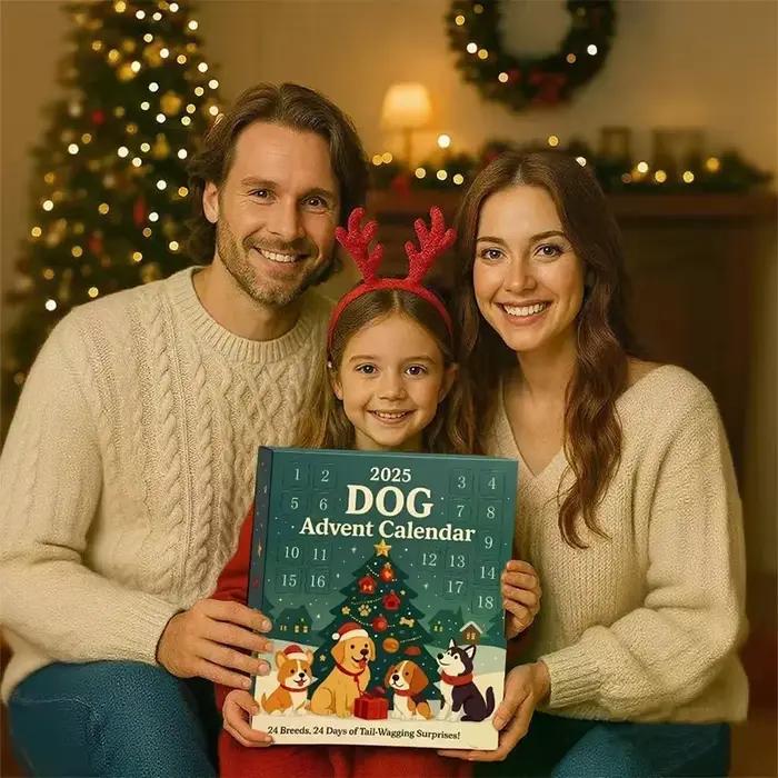 Calendrier de l'Avent pour chien, 2025 à 24 pièces, ornements de races festives 2D, calendrier de l'