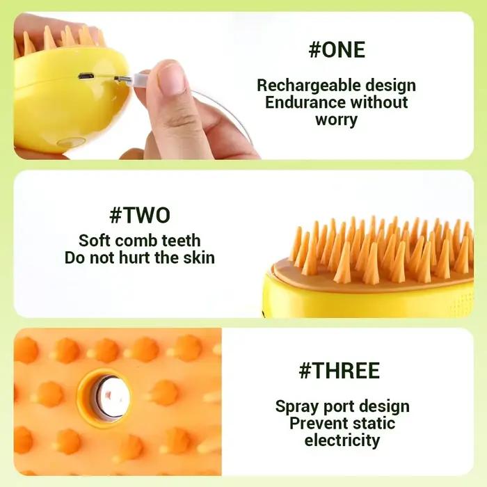 Brosse à vapeur pour chien et chat, pulvérisateur électrique pour Massage, outil de toilettage pour