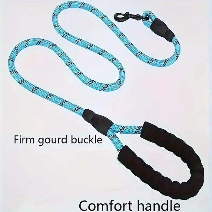 Laisse réfléchissante pour chien avec poignée rembourrée confortable, Double corde de Traction robus