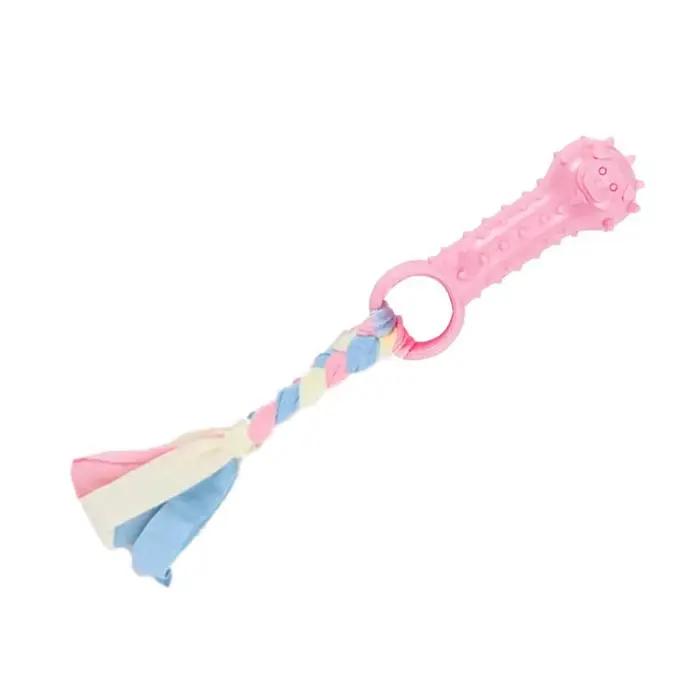 Jouets à mâcher pour chien doux, os en caoutchouc rose, molaires durables, balle d'entraînement, Chi