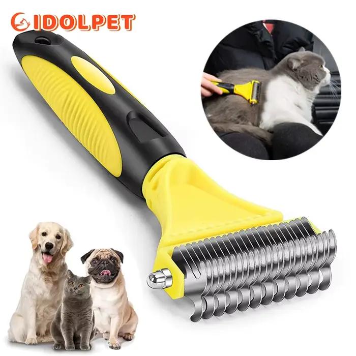 Brosse de toilettage pour animaux de compagnie, en acier inoxydable, double face, perte et démêlage,