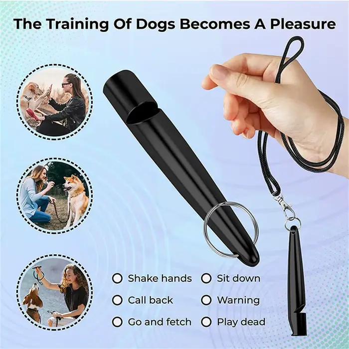 Sifflet pour chien haut de gamme avec lanière, fournitures pour chiens, rappel, arrêt d'aboyer, siff