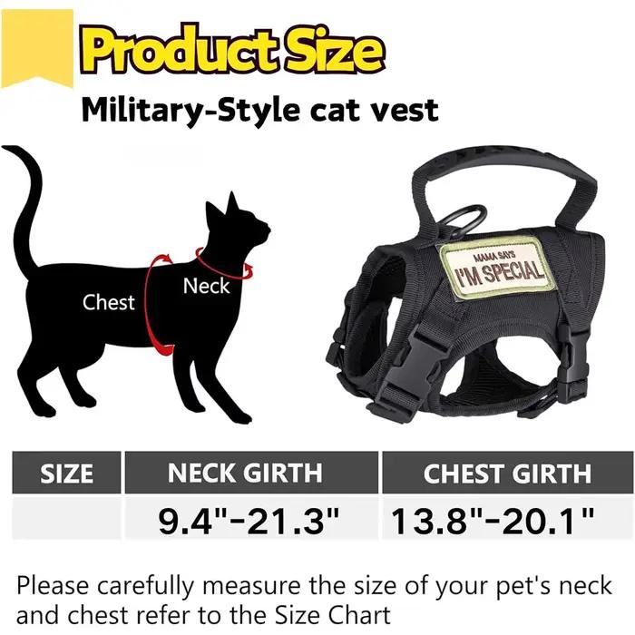 Harnais tactique pour chien et chat, laisse pour travailler, gilet réglable pour animaux de compagni