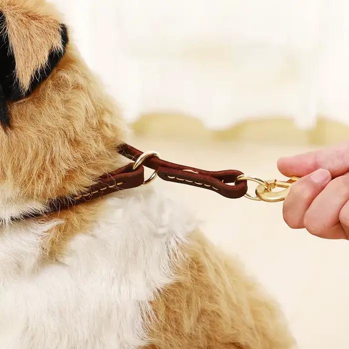 Collier de chien en cuir véritable confortable