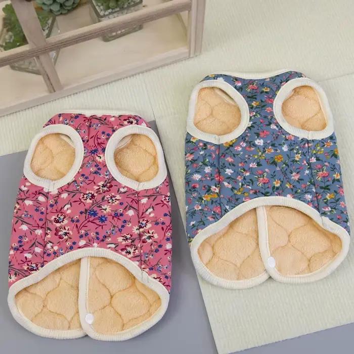 Vêtements pour chiens, veste rembourrée en coton à motif floral